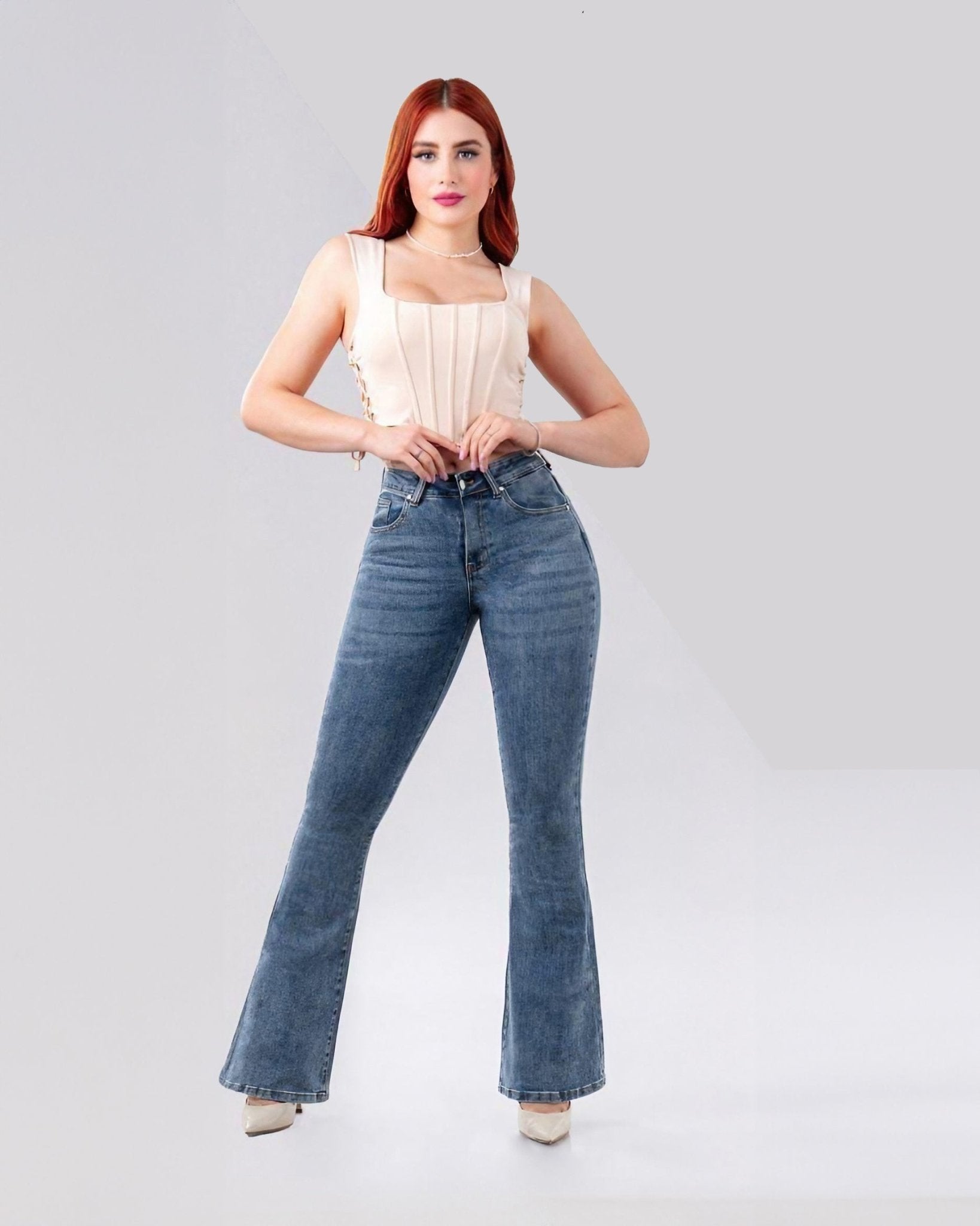 Jeans Bell Bottom Cintura Alta Ajuste Perfecto Kosch para Mujer - Roxanz