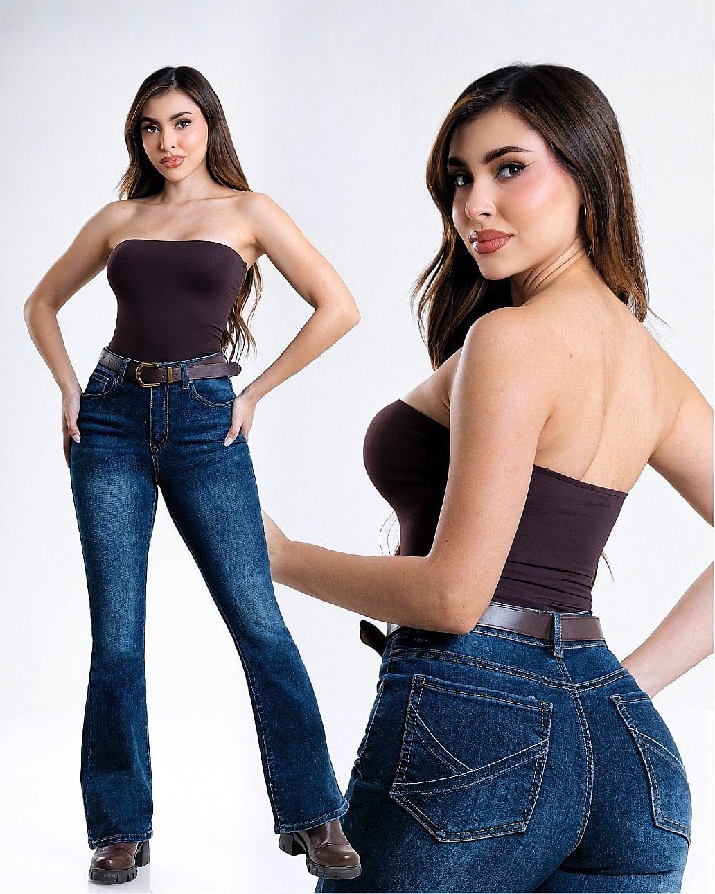Jeans Bootcut Azul Oscuro para Mujer Estilo Texas Ranch - ROXANZ