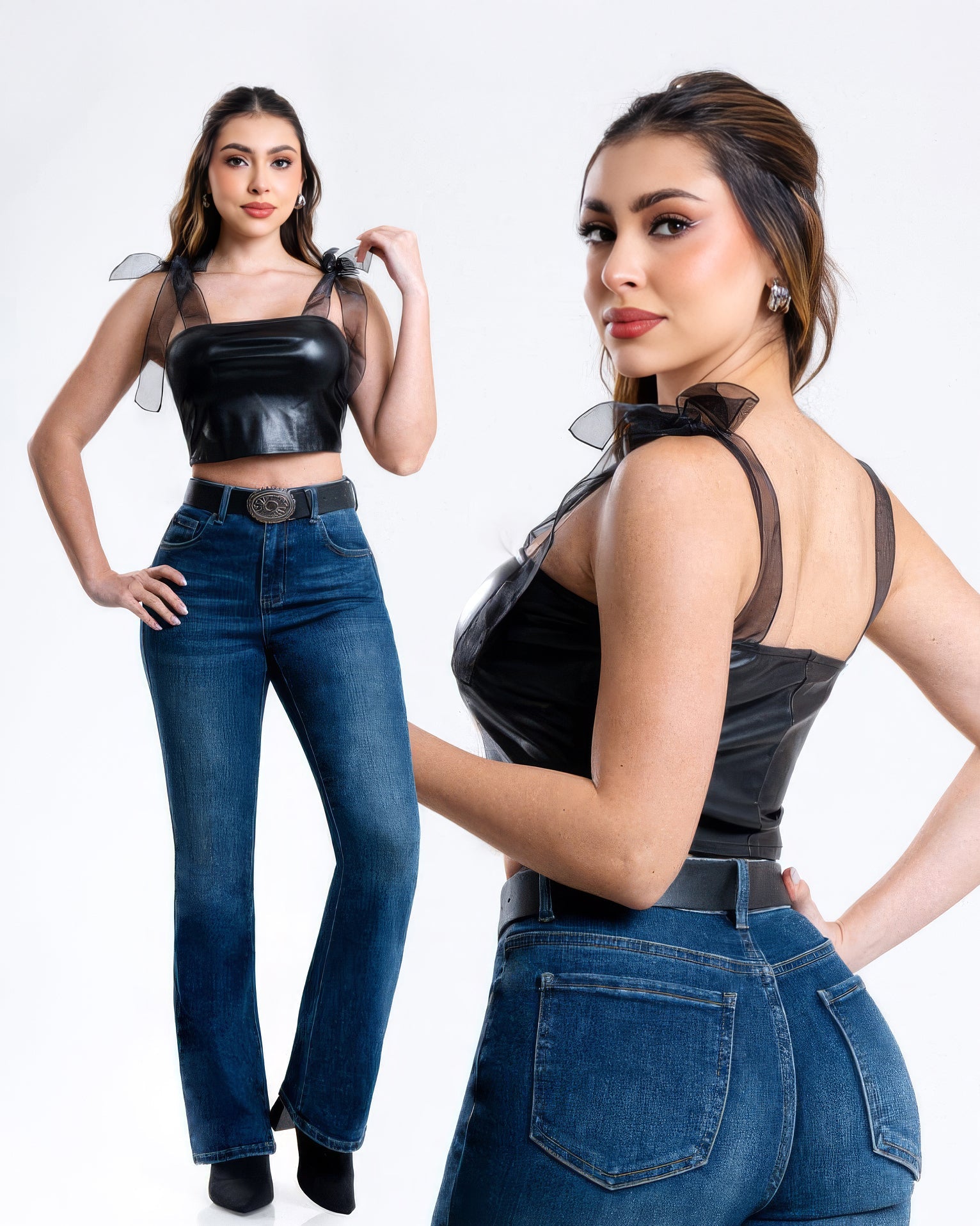 Jeans Bootcut de Mujer Tiro Alto Azul Casual - ROXANZ