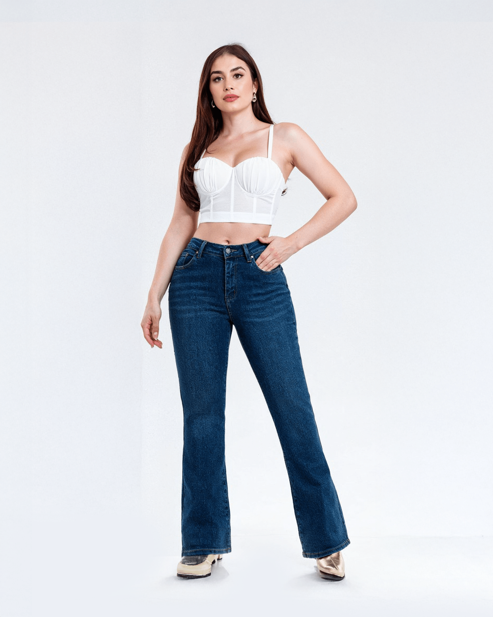 Jeans Bootcut de Mujer Tiro Alto Azul Oscuro Michelle Ferrar - ROXANZ