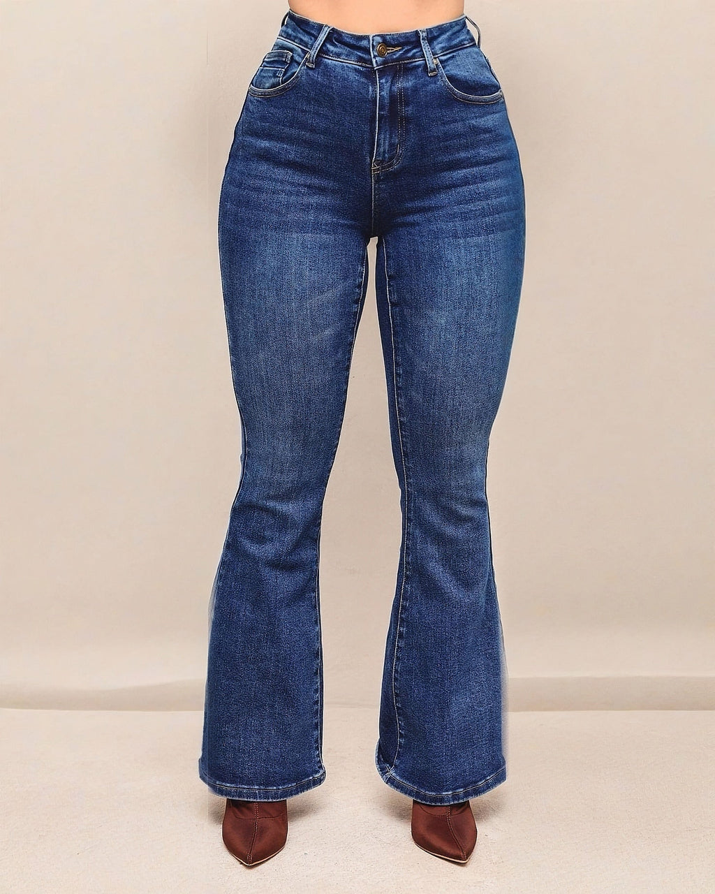 Jeans Campana Azul de Tiro Alto para Mujer - ROXANZ