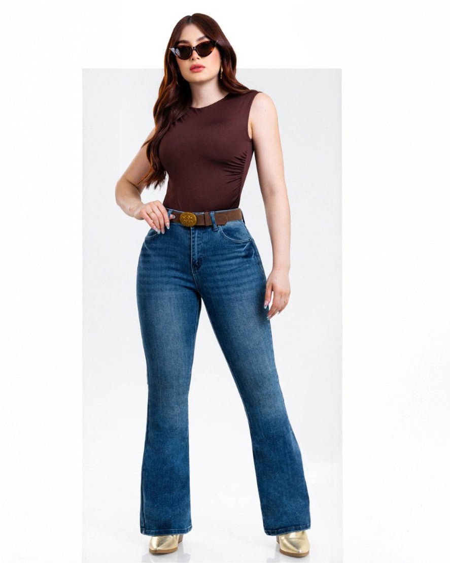 Jeans Campana de Mezclilla Azul para Mujer - ROXANZ