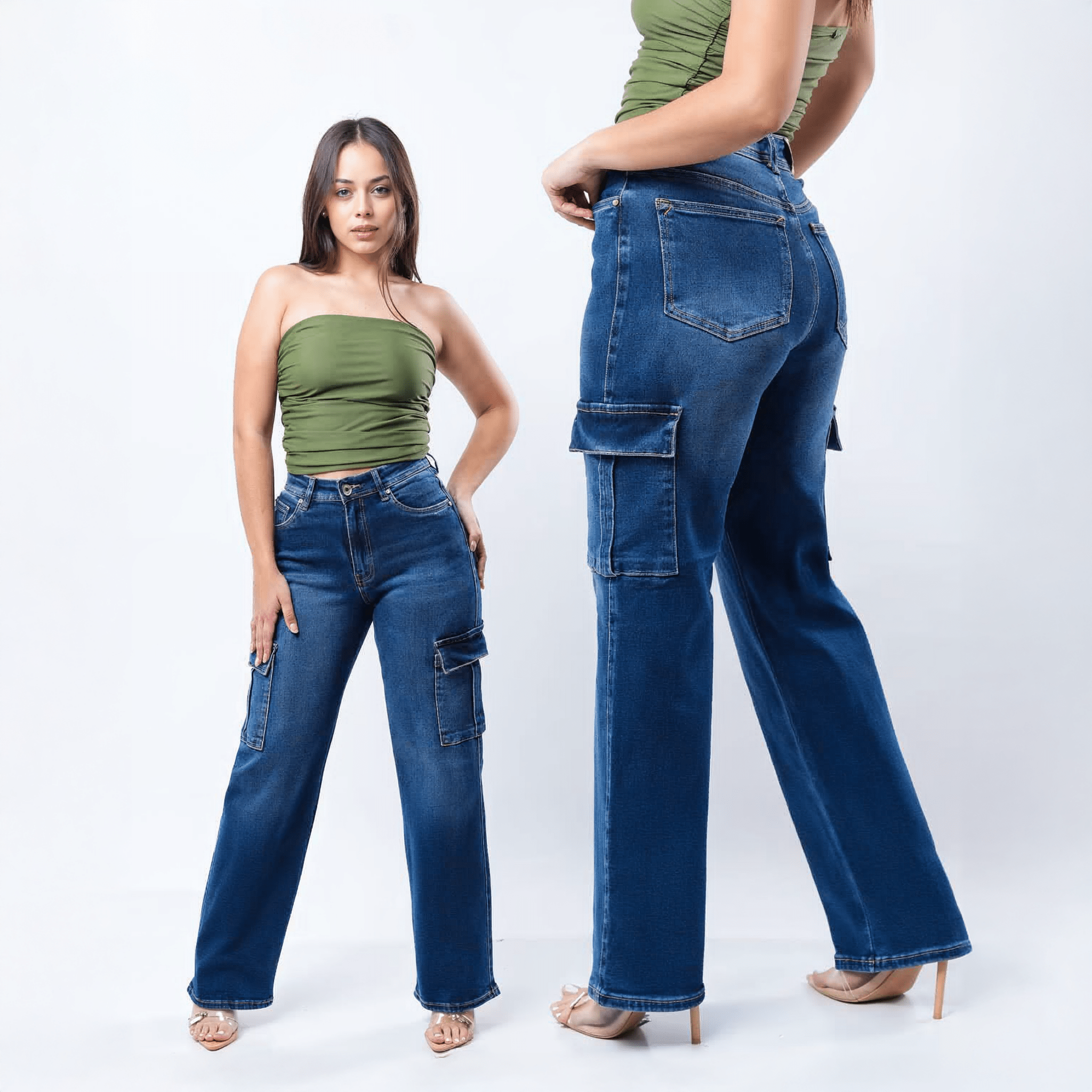 Jeans Cargo Denim Para Mujer - ROXANZ