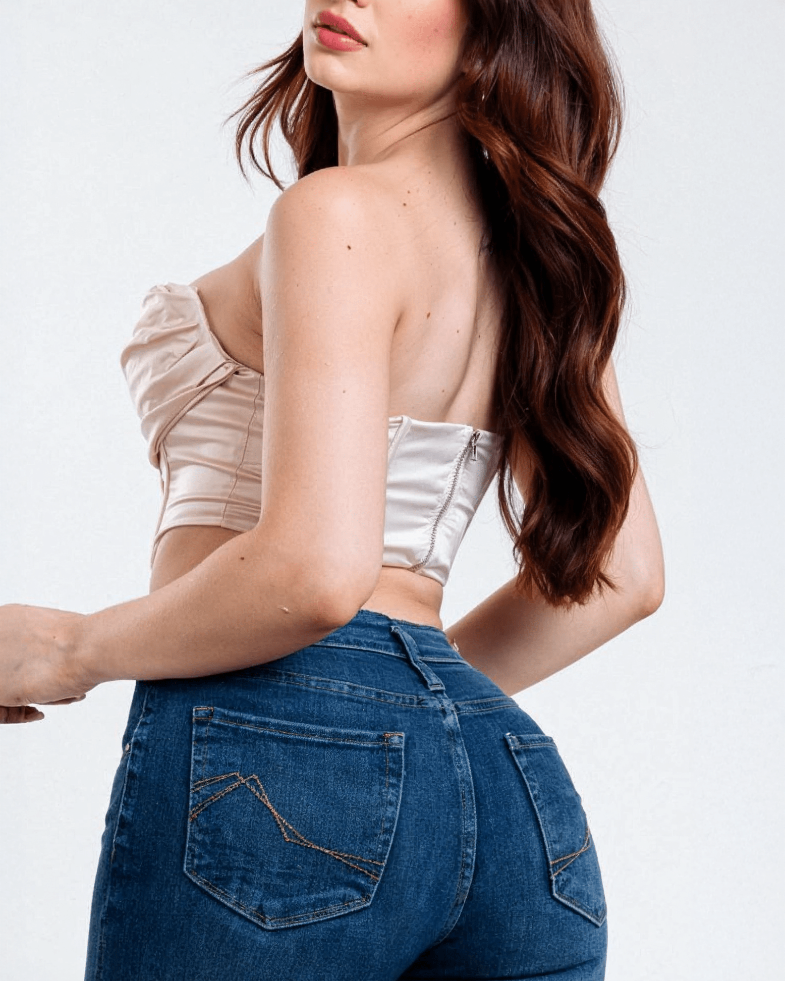 Jeans Corte Bota Azul de Tiro Alto para Mujer - ROXANZ