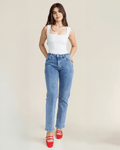 Jeans de Mezclilla para Mujer Tiro Alto Corte Straight - ROXANZ