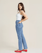 Jeans de Mezclilla para Mujer Tiro Alto Corte Straight - ROXANZ