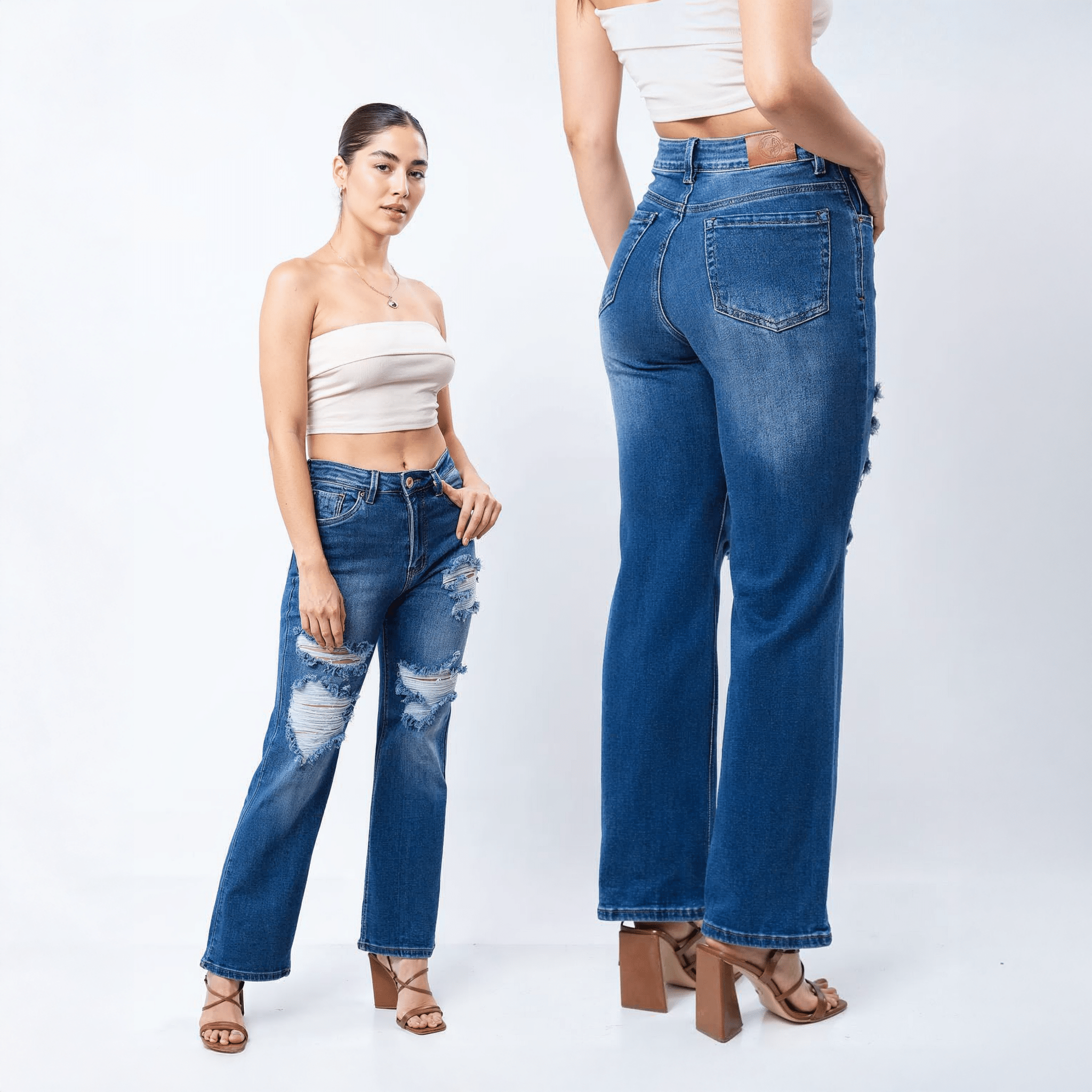Jeans Rasgados Corte Recto - ROXANZ