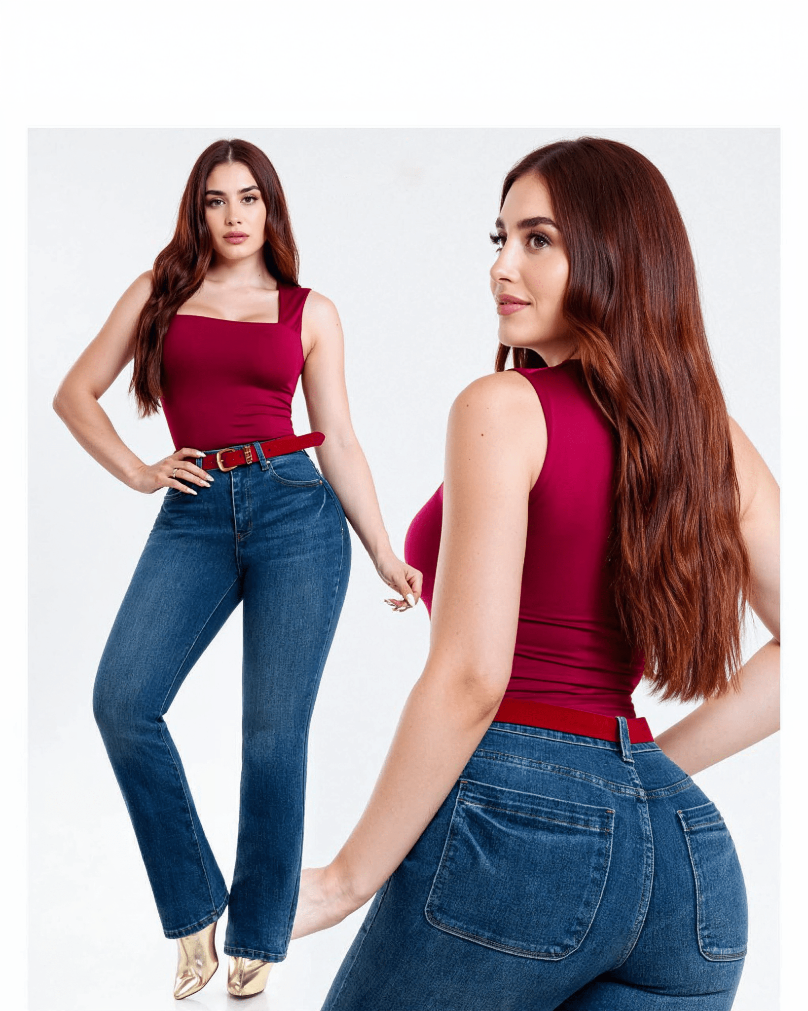 Jeans Rectos de Mezclilla Azul para Mujer - ROXANZ