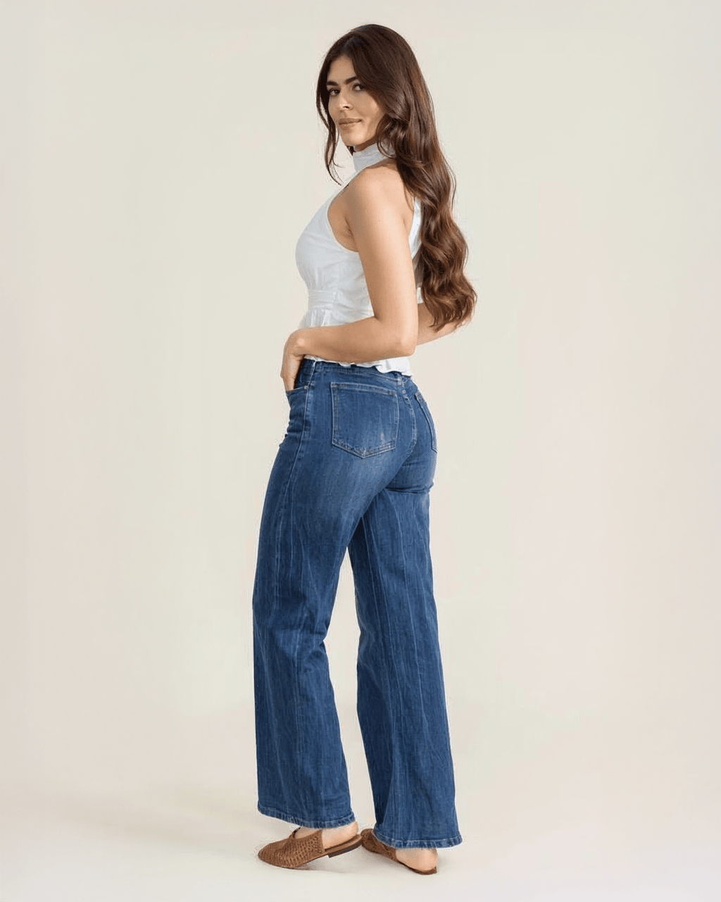 Jeans Rectos de Mezclilla para Mujer Tiro Alto Ajuste Perfecto - ROXANZ