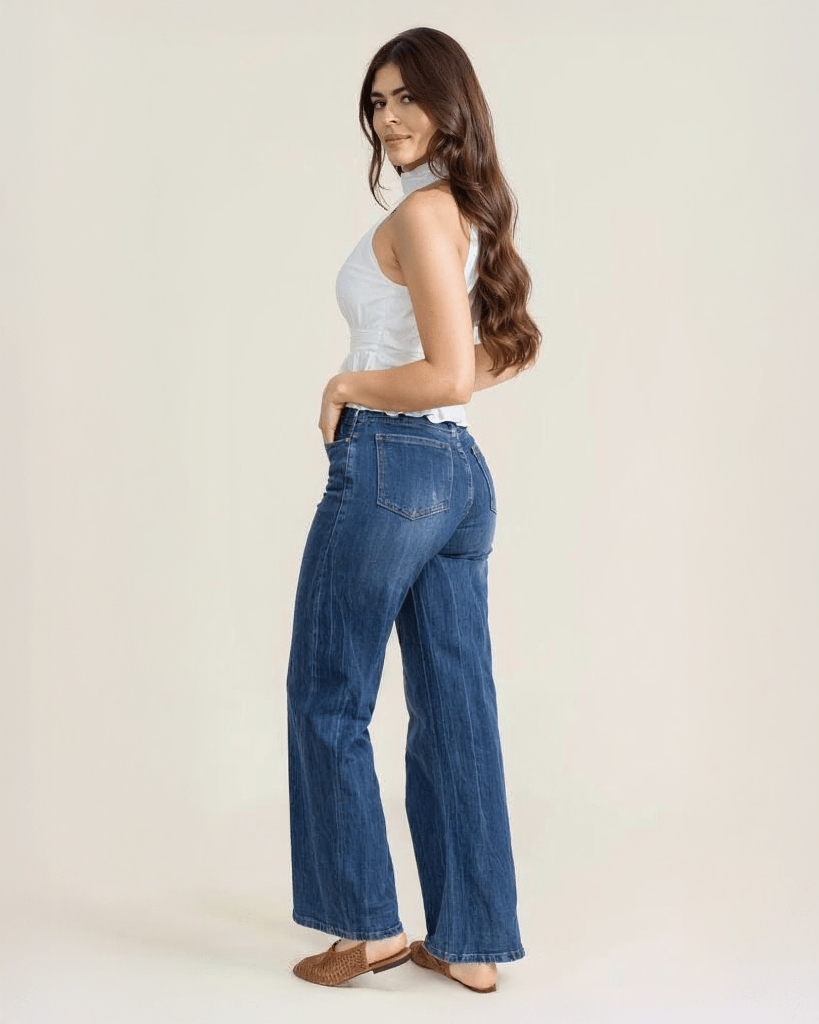 Jeans Rectos de Mezclilla para Mujer Tiro Alto Ajuste Perfecto - ROXANZ