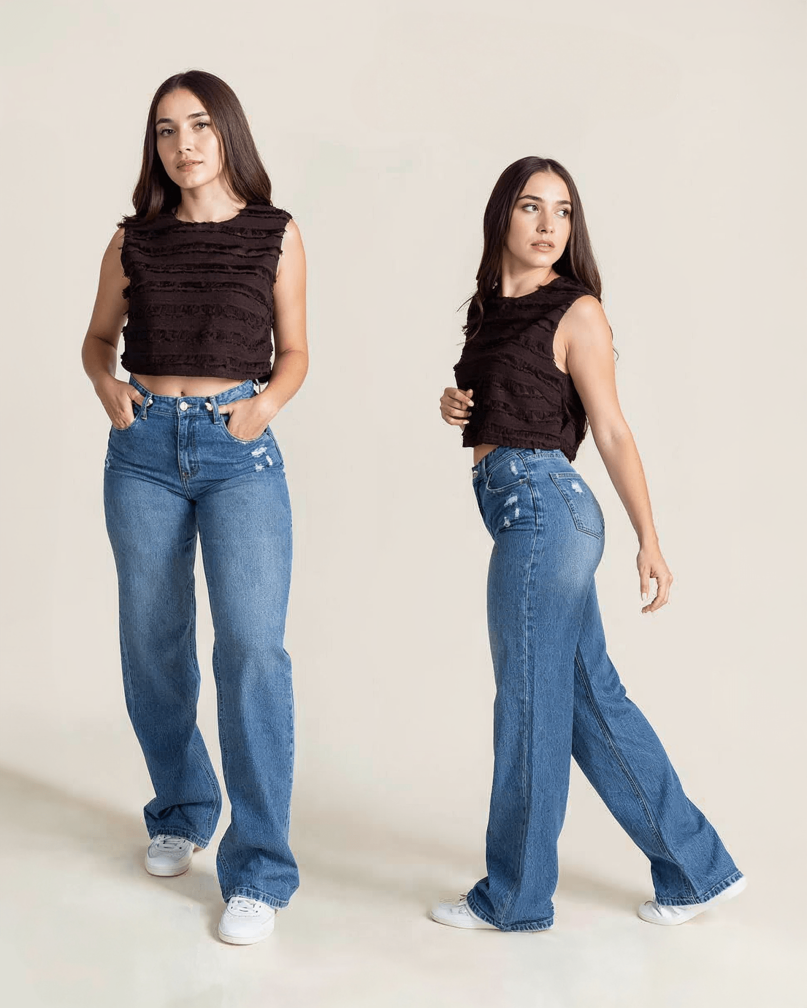 Jeans Rectos de Mezclilla para Mujer Tiro Alto JS Denim Soft - ROXANZ