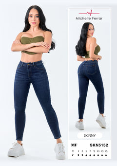 Jeans Skinny Ajustados Cintura Alta Denim Azul Modelo SKN5152 - Roxanz