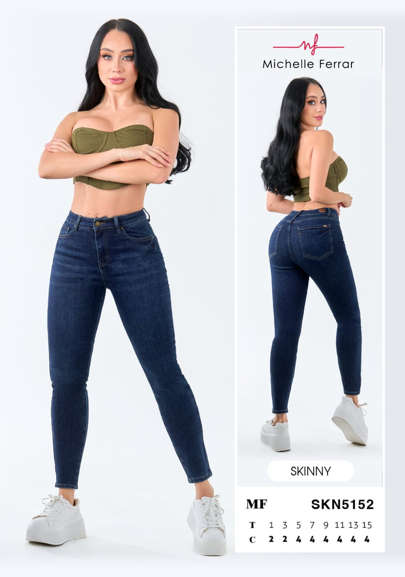 Jeans Skinny Ajustados Cintura Alta Denim Azul Modelo SKN5152 - Roxanz