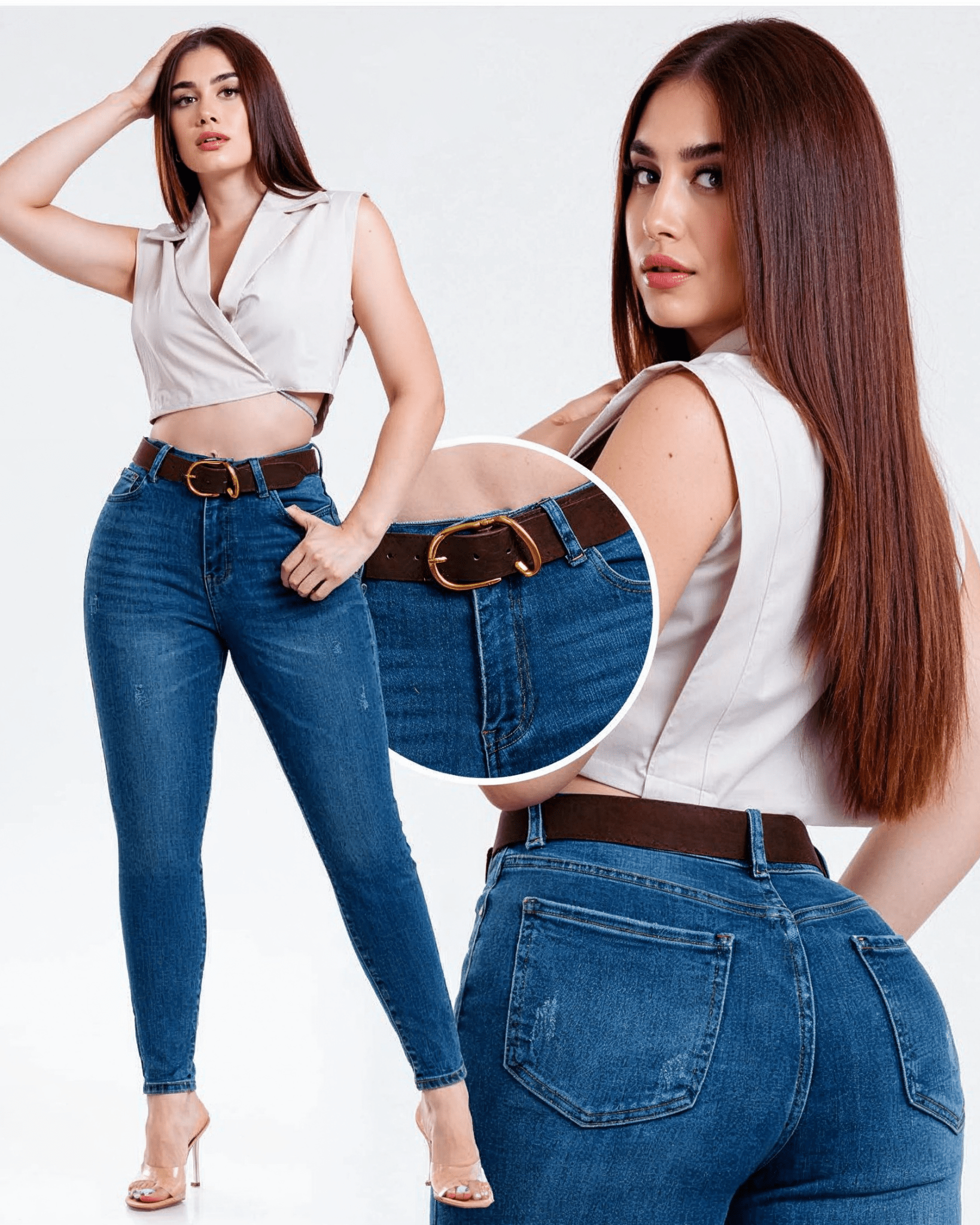Jeans Skinny Azul de Tiro Alto para Mujer - ROXANZ