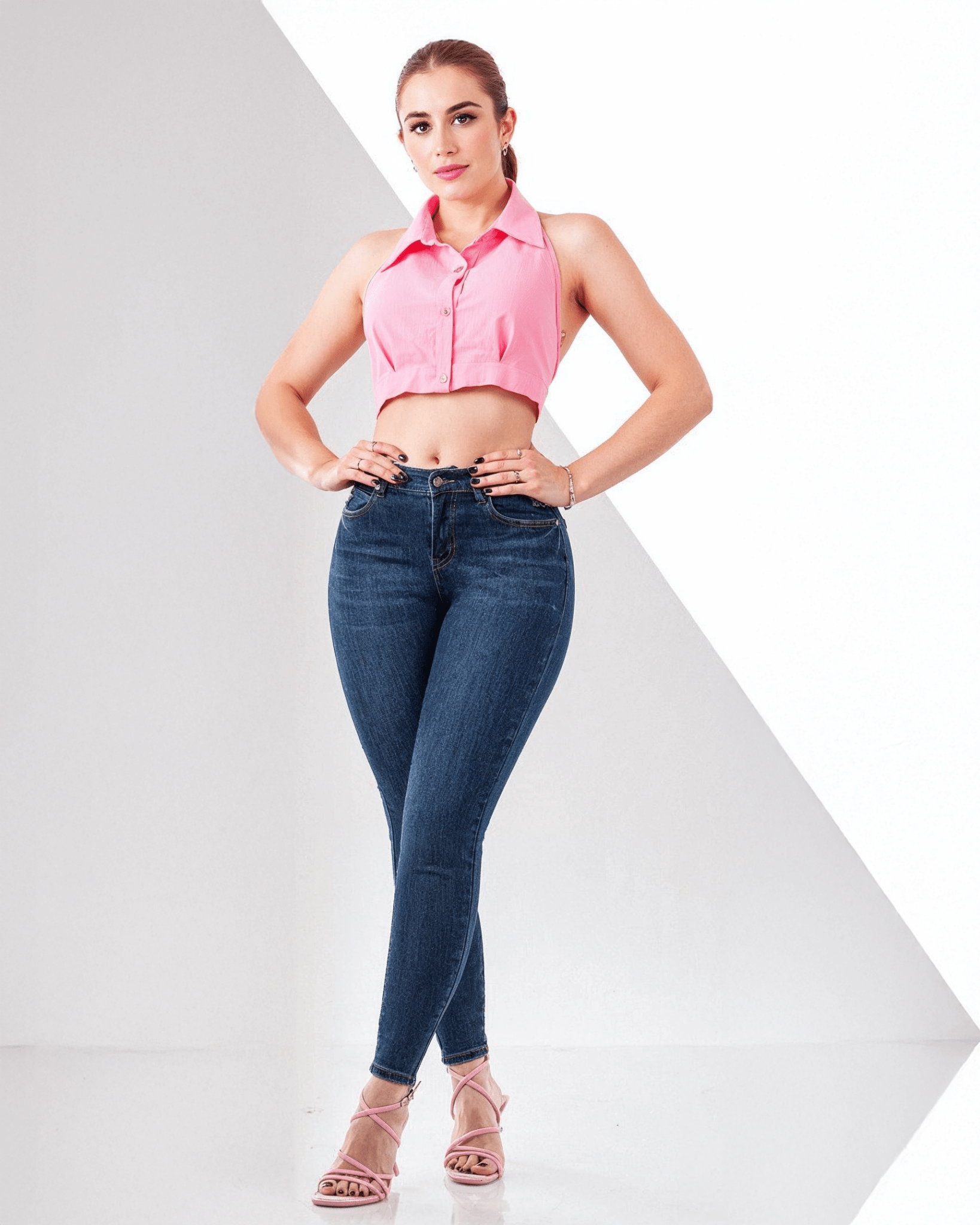 Jeans Skinny Azul Oscuro de Tiro Alto para Mujer - ROXANZ