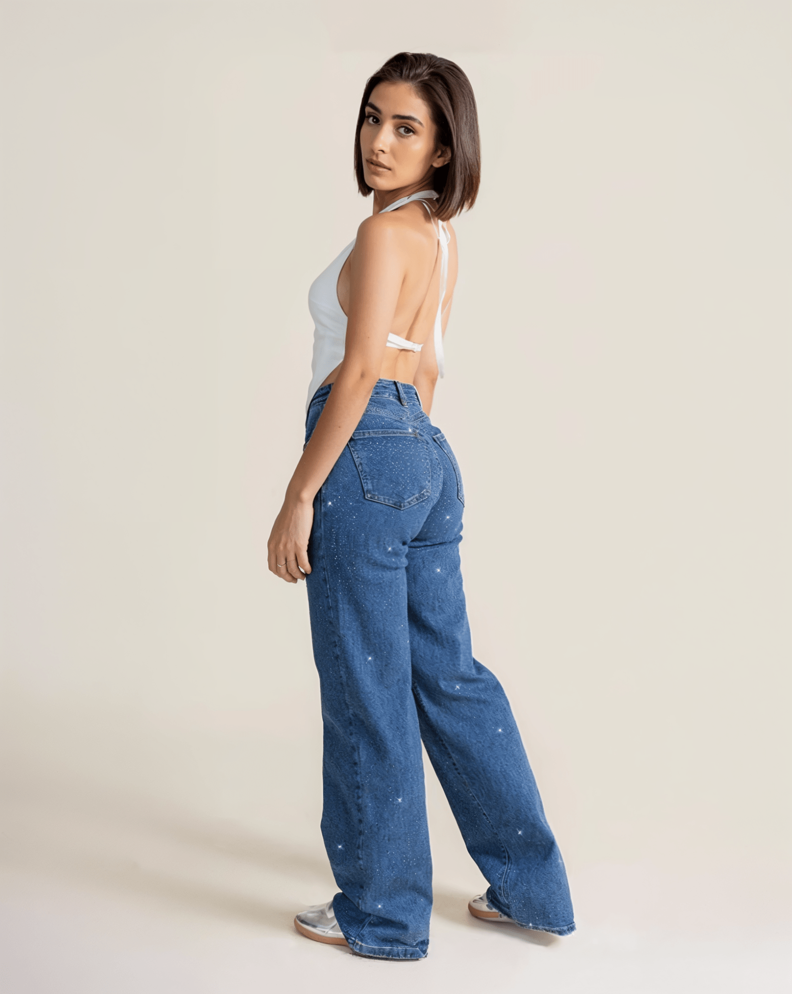 Jeans Straight Azul de Mujer Tiro Alto Ajuste Perfecto - ROXANZ