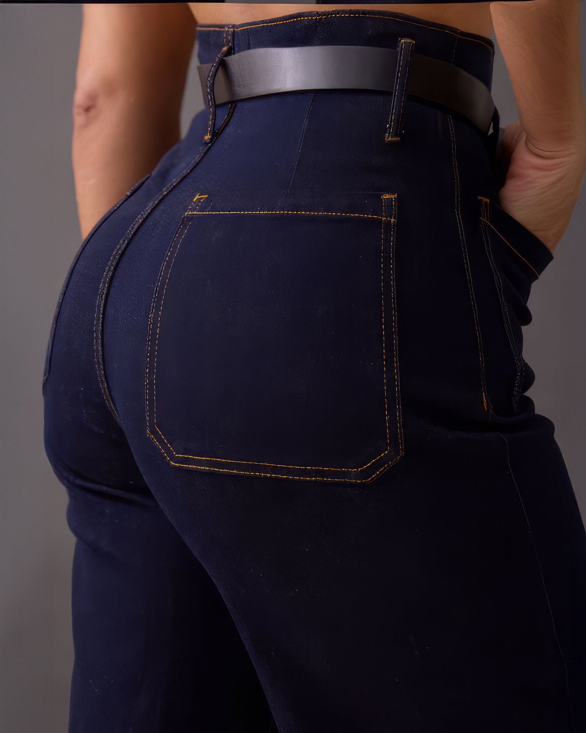 Jeans Wide Leg Azul Oscuro de Mujer Tiro Alto Moda Casual - ROXANZ