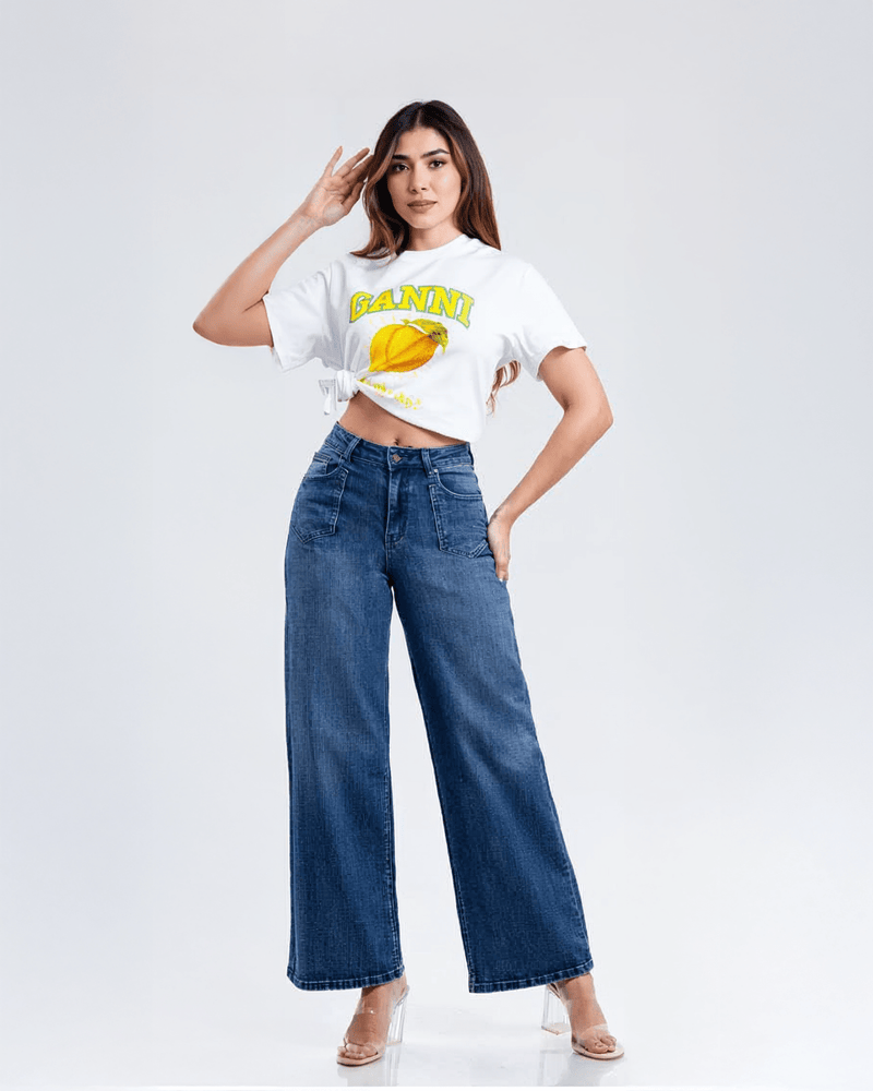 Jeans Wide Leg de Mezclilla para Mujer - ROXANZ