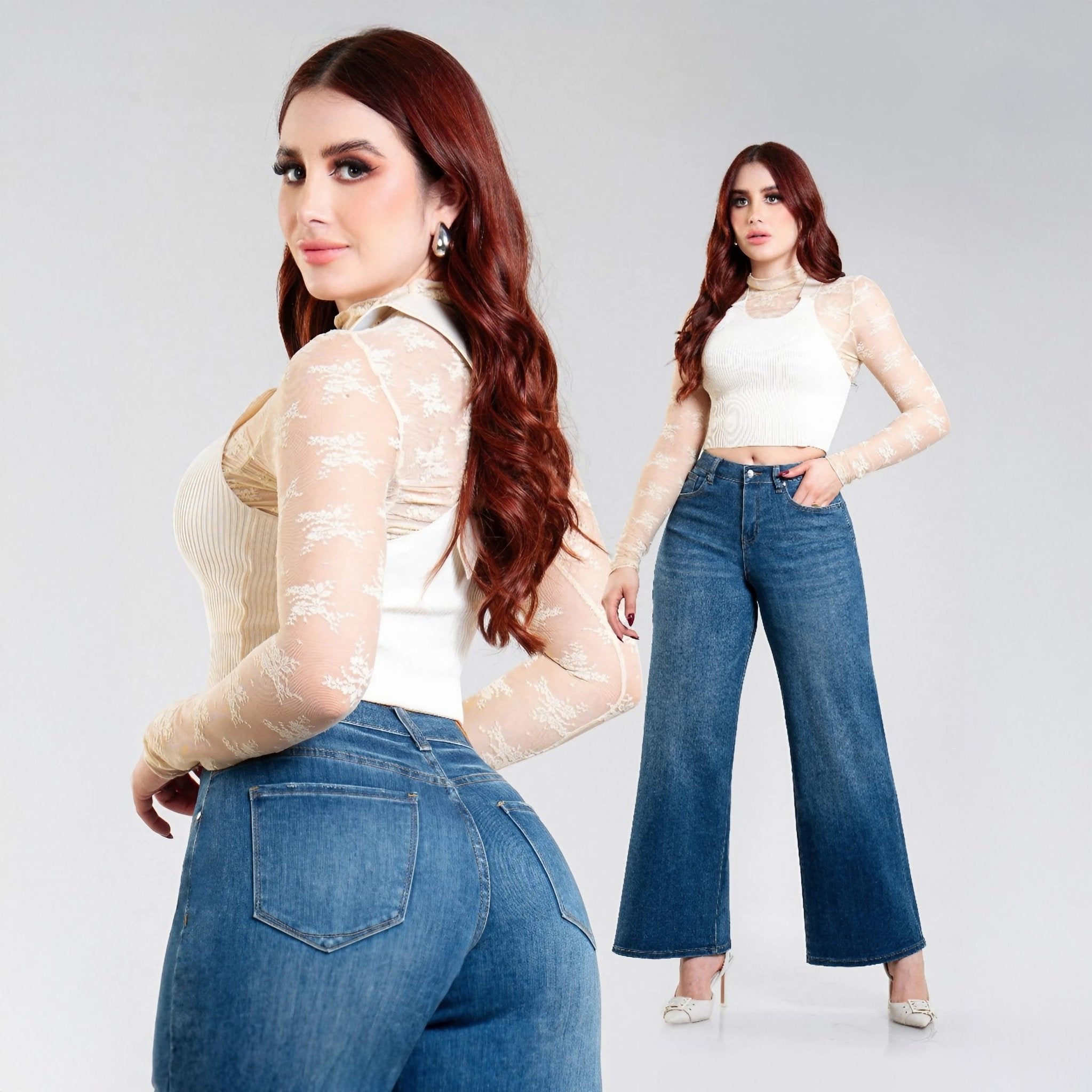 Jeans Wide Leg De Mezclilla Para Mujer - ROXANZ