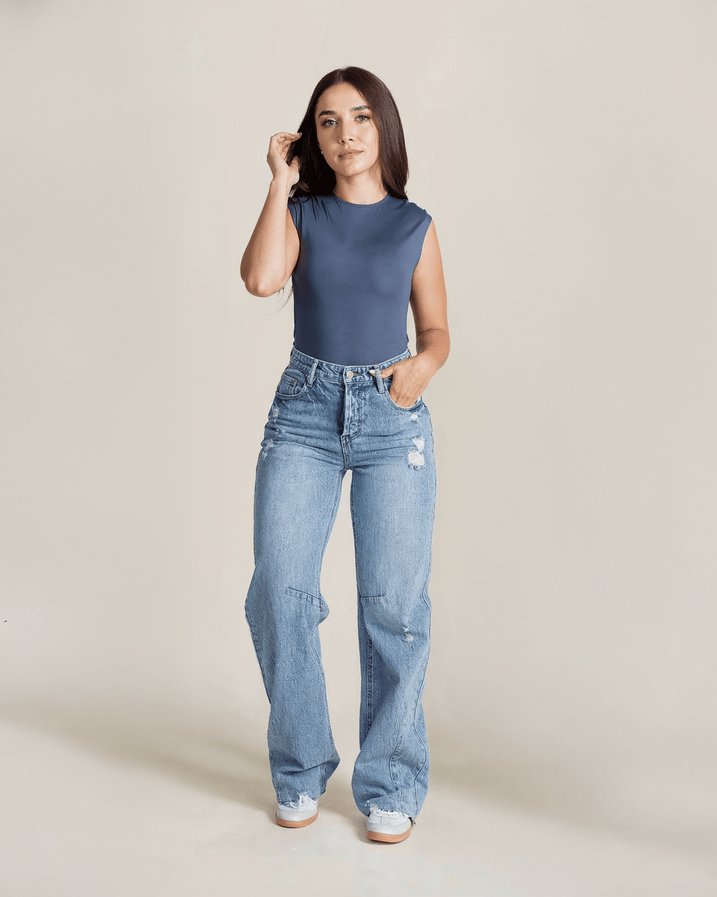 Jeans Wide Leg de Mujer Tiro Alto Azul - ROXANZ
