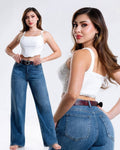 Jeans Wide Leg de Mujer Tiro Alto Azul Confort - ROXANZ