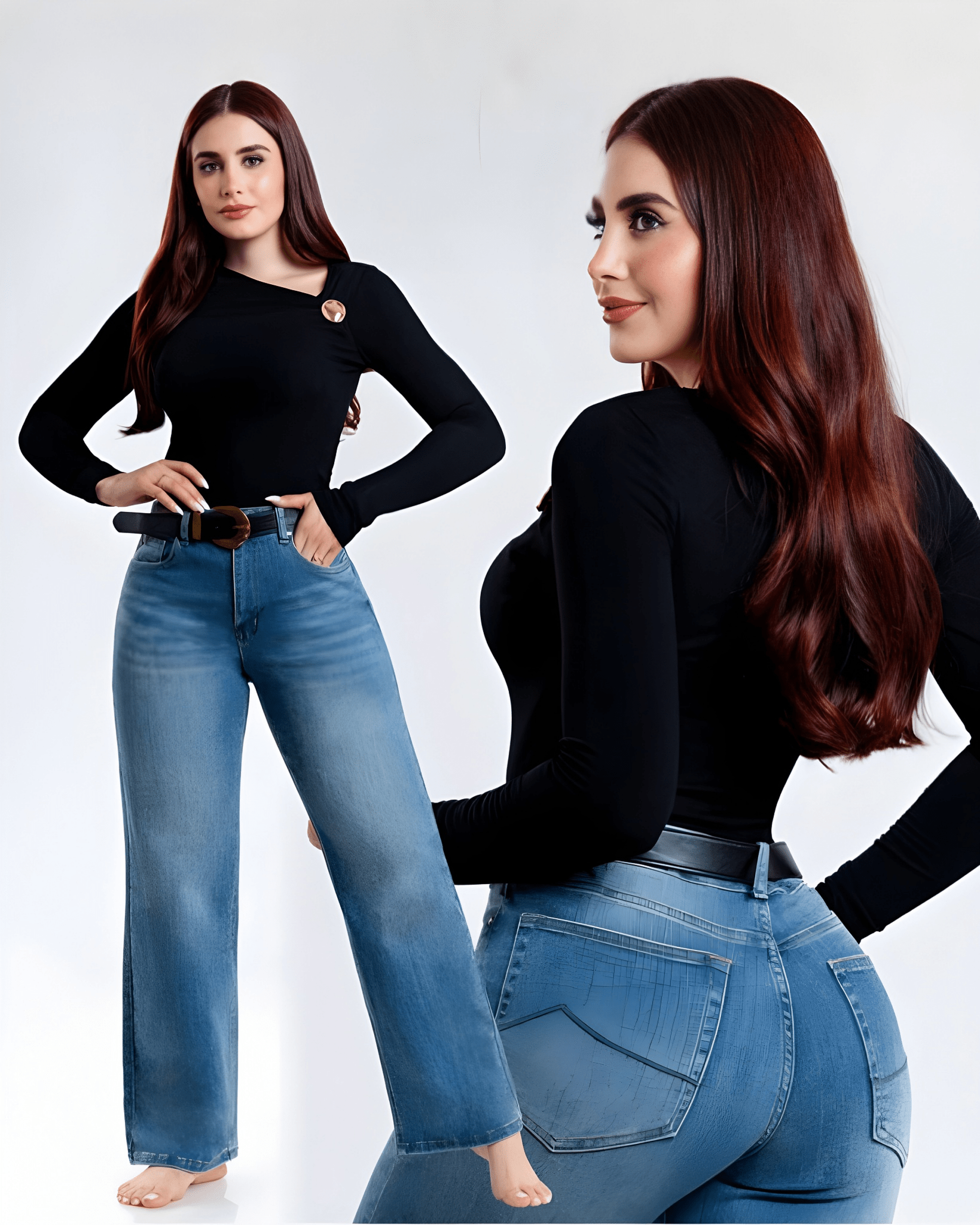 Jeans Wide Leg de Mujer Tiro Alto Azul Confort - ROXANZ
