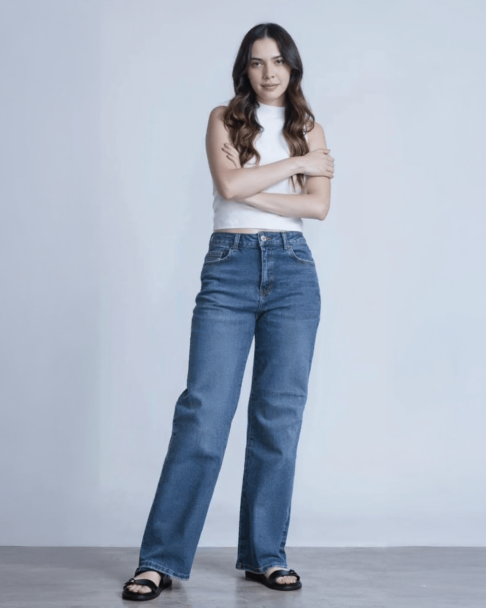 Jeans Wide Leg de Mujer Tiro Alto Moda Casual - ROXANZ