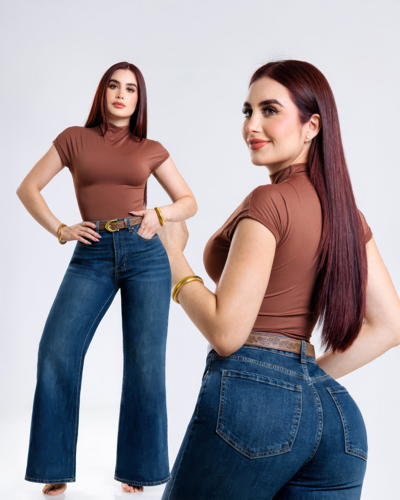 Jeans Wide Leg Tiro Alto Azul para Mujer - ROXANZ