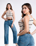 Jeans Wide Leg Tiro Alto para Mujer Moda Casual - ROXANZ