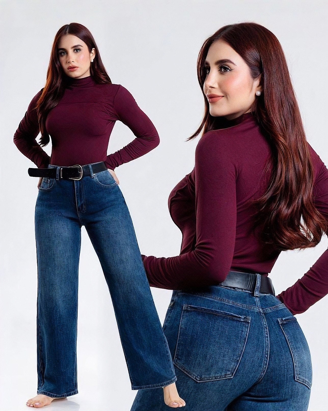 Jeans Wide Leg Tiro Alto para Mujer Moda Casual - ROXANZ