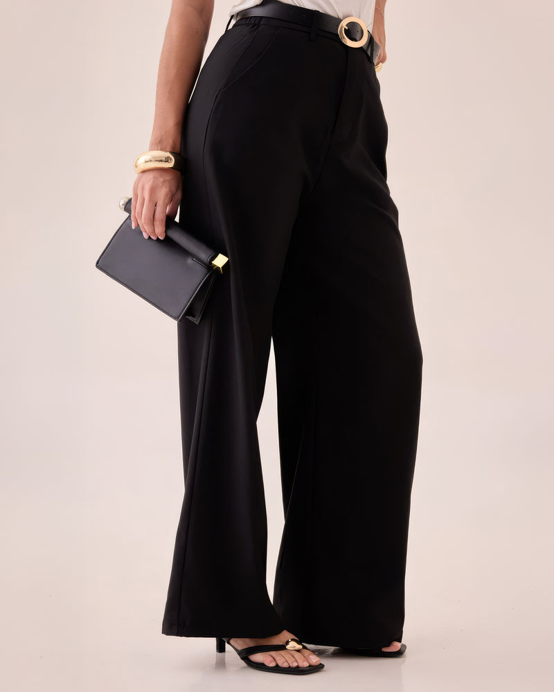Pantalón Vestir Wide Leg Negro M/L Negro