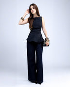 Blusas Peplum Guindo Negro Sin Manga