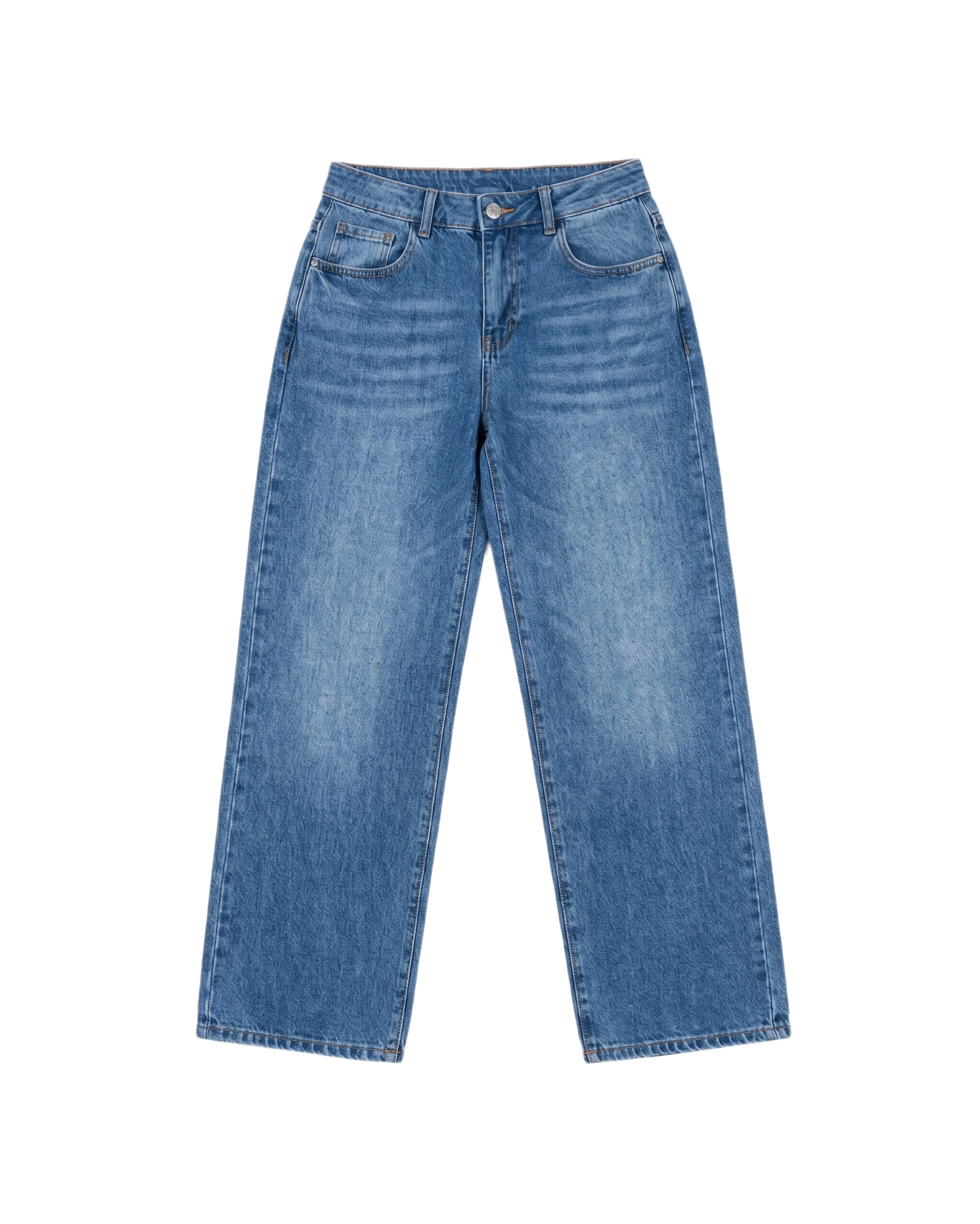 Jeans Straight Wide Confort Mezclilla Azul