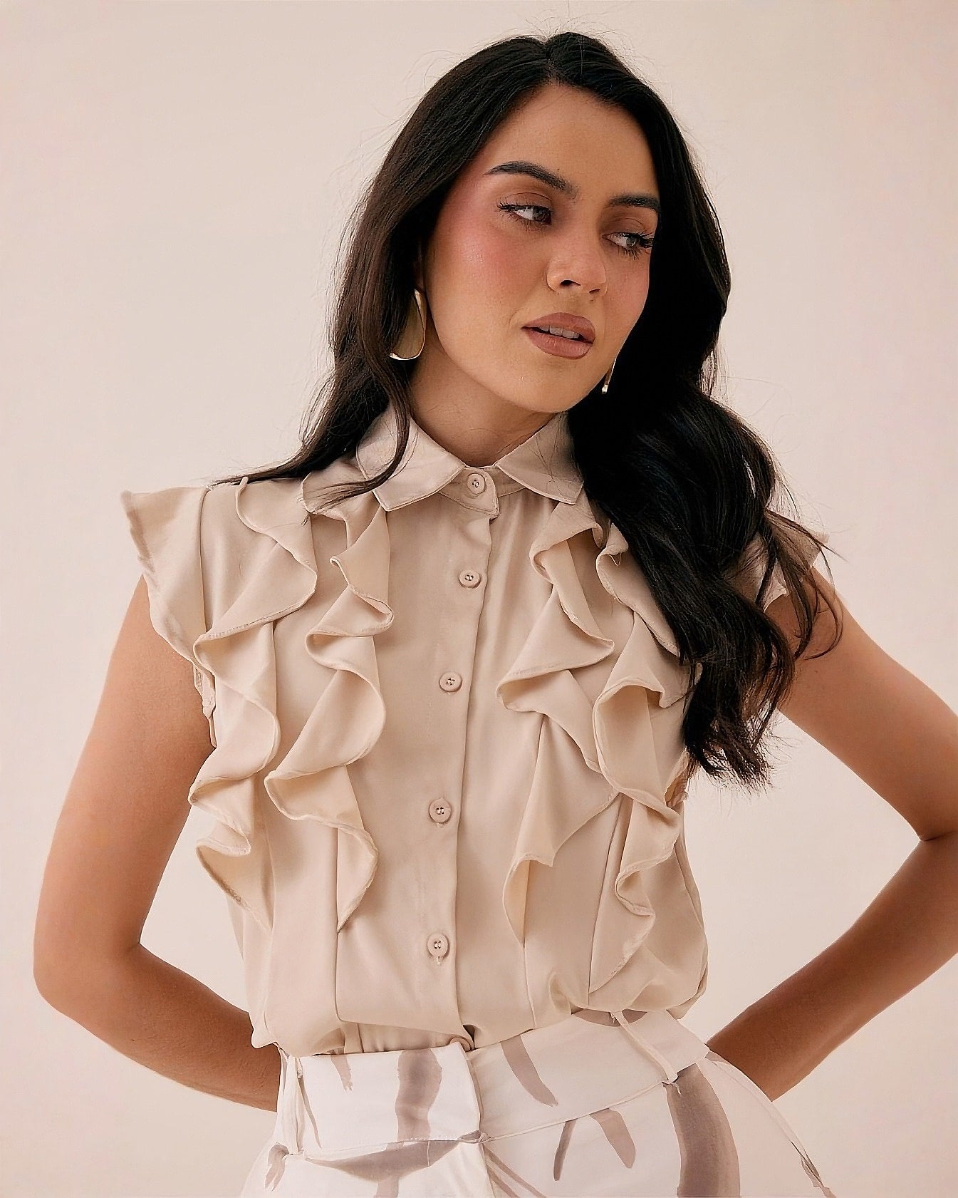 Blusa Manga Ruffles Abotonada