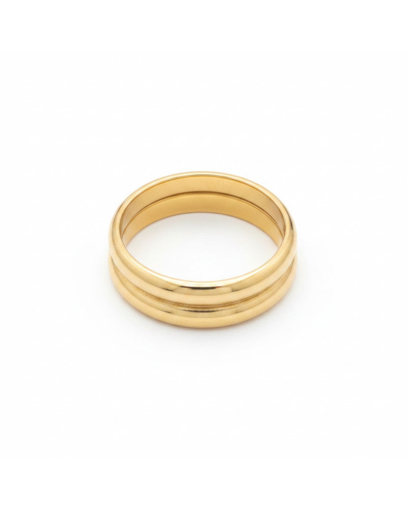 Anillo Doble Dorado Liso Única Dorado