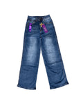 Jeans Wide Leg Mezclilla Azul Oscuro