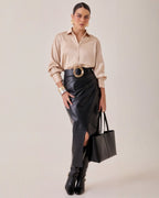 Blusa Satinada Cuello Clásico Blanco