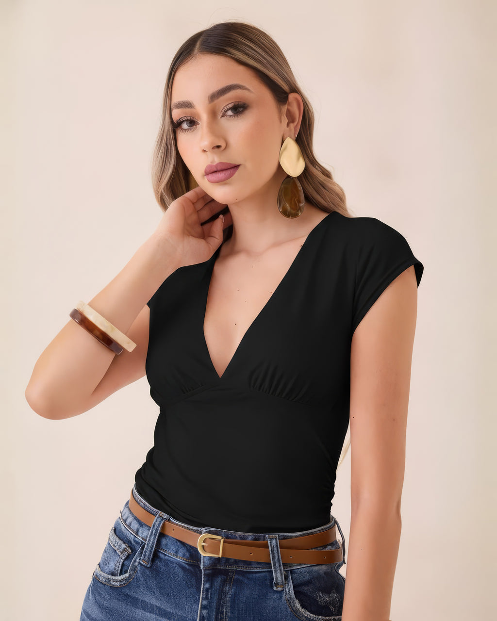 Blusa Manga Corta Cruzada