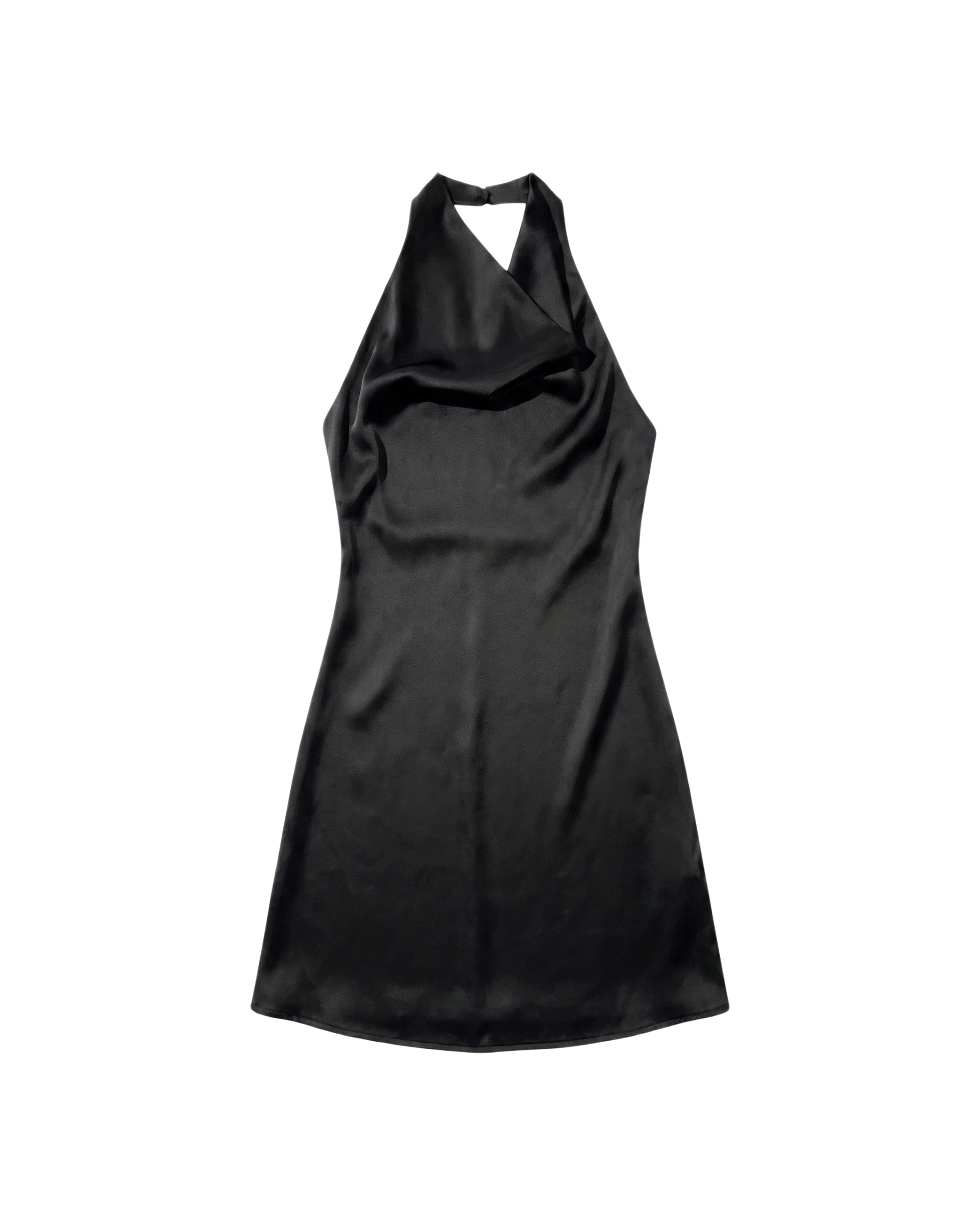 Vestido Halter Satinado Vino Negro
