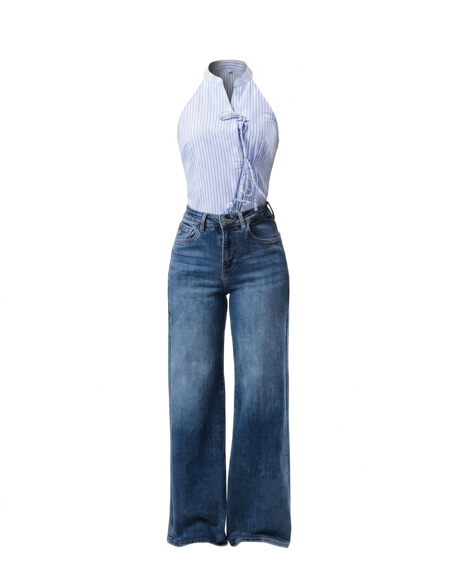 Jeans Palazzo Mezclilla Azul Oscuro