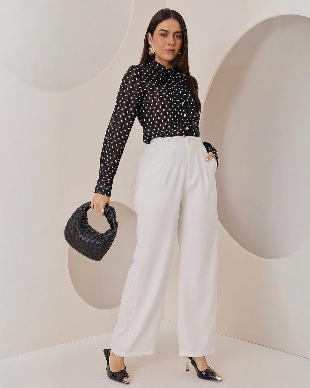 Blusa Manga Larga Lunares