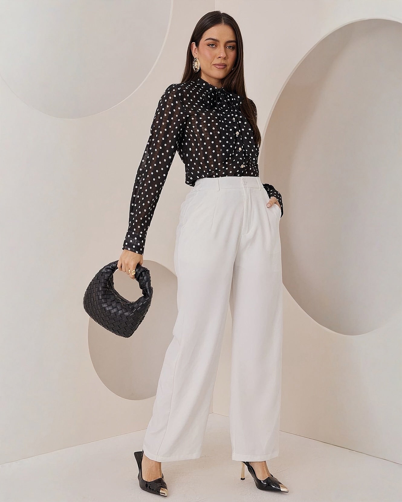 Blusa Manga Larga Lunares