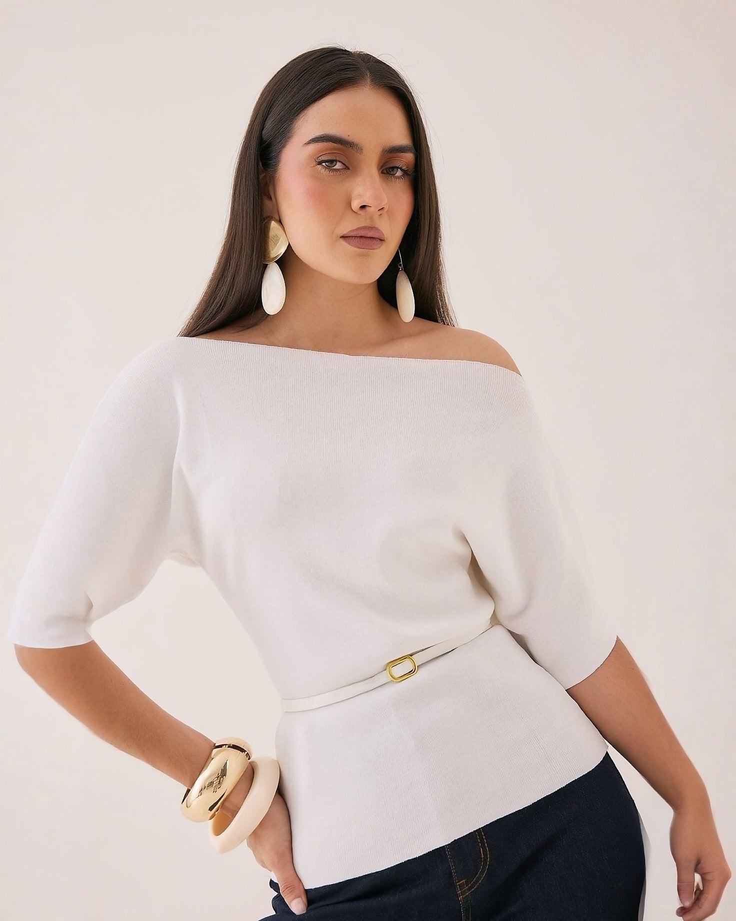 Blusa Hombros Caídos Tejido