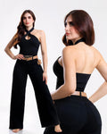 Jeans Wide Leg Negro Cinturon Detalle