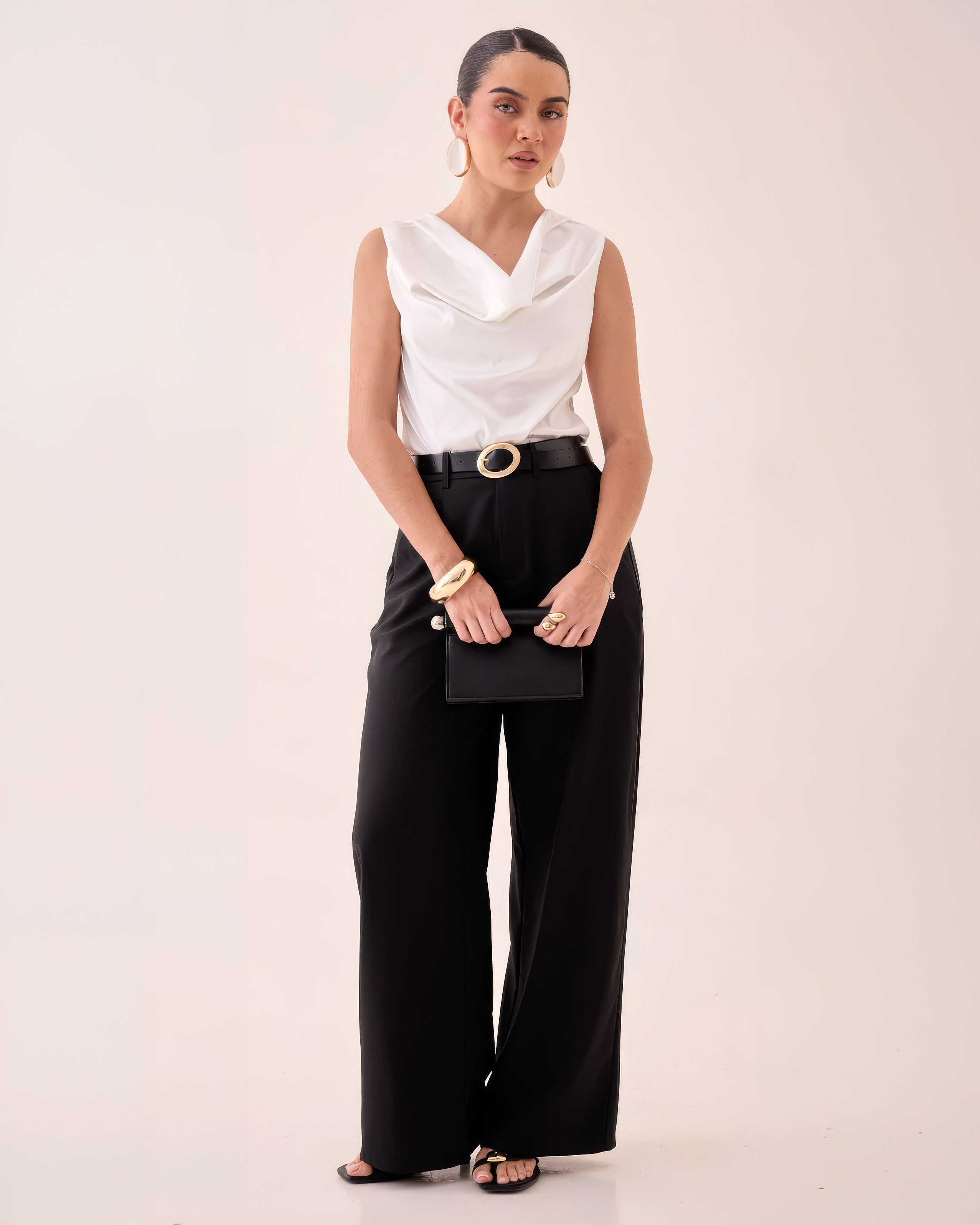 Pantalón Vestir Wide Leg Negro