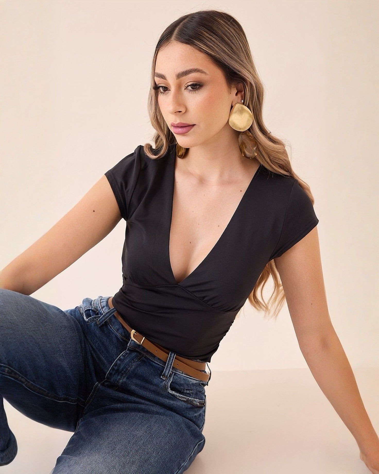 Blusa Manga Corta Cruzada
