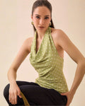 Top Halter Satinado Lunares