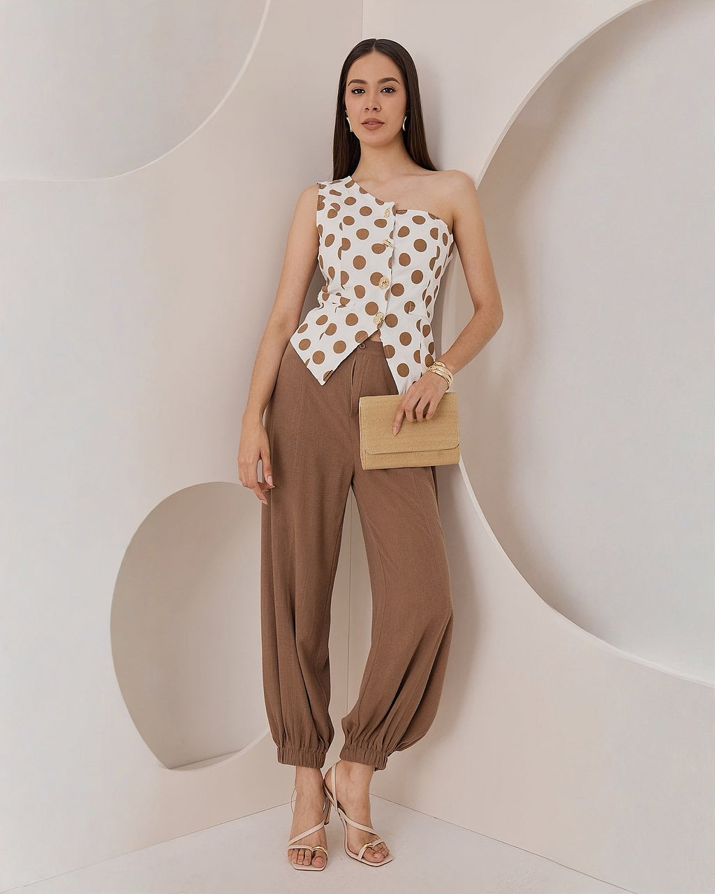 Top Asimetrico Estampado Lunares