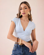 Blusa Manga Corta Cruzada
