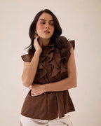 Blusa Manga Ruffles Abotonada